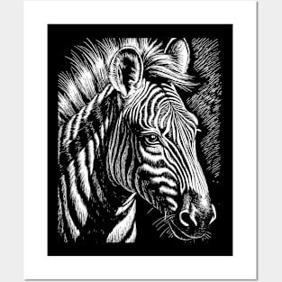 Cheerful zebra head of a zebra linear art Posters and Art